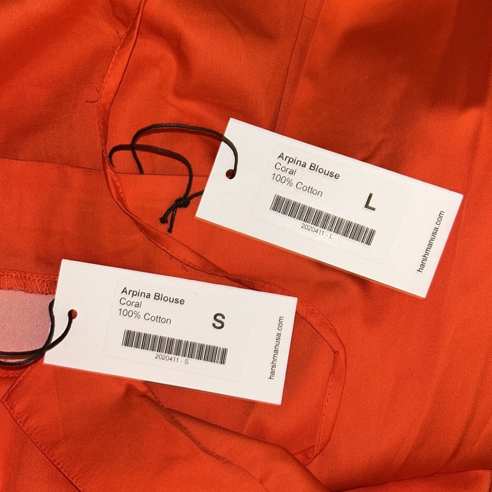 NWT Harshman Arpina Blouse in bright Coral - Picture 3 of 8